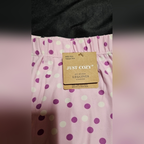 Just Cozy All Season Leggings XS Pink Polka Dot Soft Women's 4 Way Stretch - Picture 2 of 9